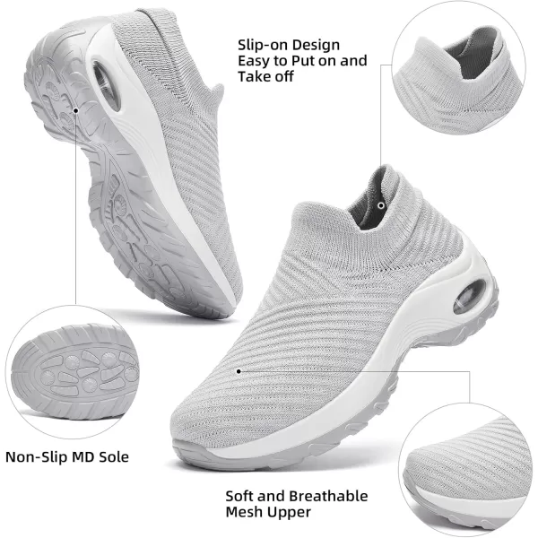 Walking Shoes Women Slip On Sock Sneakers Mesh Non Slip Shoes Air Cushion Platform Loafers