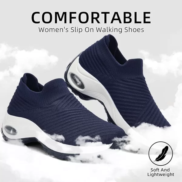 Walking Shoes Women Slip On Sock Sneakers Mesh Non Slip Shoes Air Cushion Platform Loafers