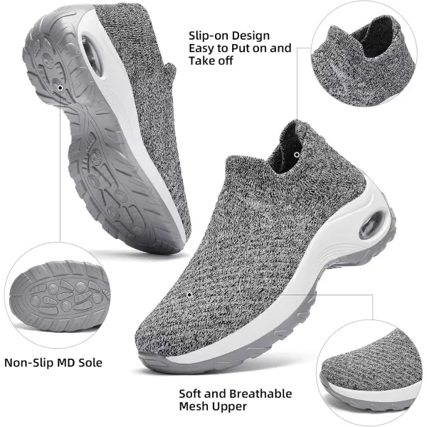 Walking Shoes Women Slip On Sock Sneakers Mesh Non Slip Shoes Air Cushion Platform Loafers