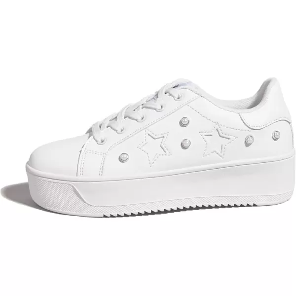 BELOS Fashion Platform Women Sneakers Faux Suede Stars Holographic Rainbow Walking Shoes