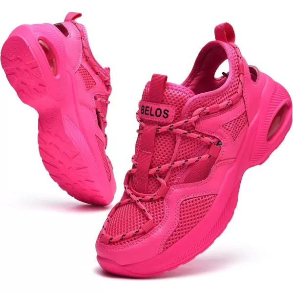 BELOS Women's Air Cushion Sneakers Hiking Outdoor Sandals Breathable Mesh Lightweight Comfortable Athletic Sport Walking Shoes
