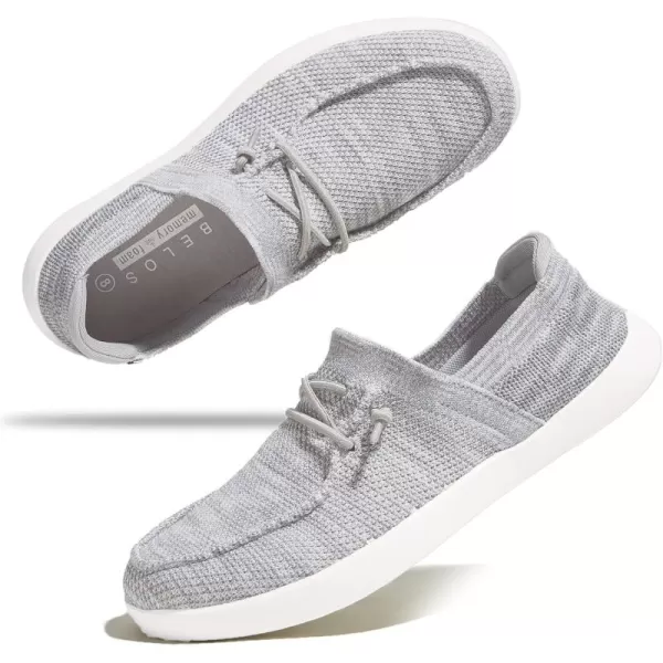 BELOS Women's Rhinestone Lace Up Loafers Shoes Comfortable Slip On Mesh Knit Walking Shoes Fashion Lightweight Sparkly Glitter Sneaker