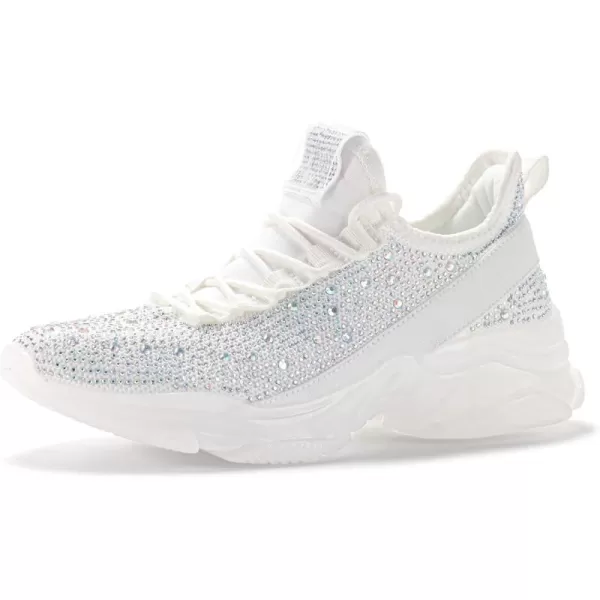 BELOS Women's Rhinestone Mesh Slip On Walking Shoes Fashion Breathable Spakle Glitter Sneaker