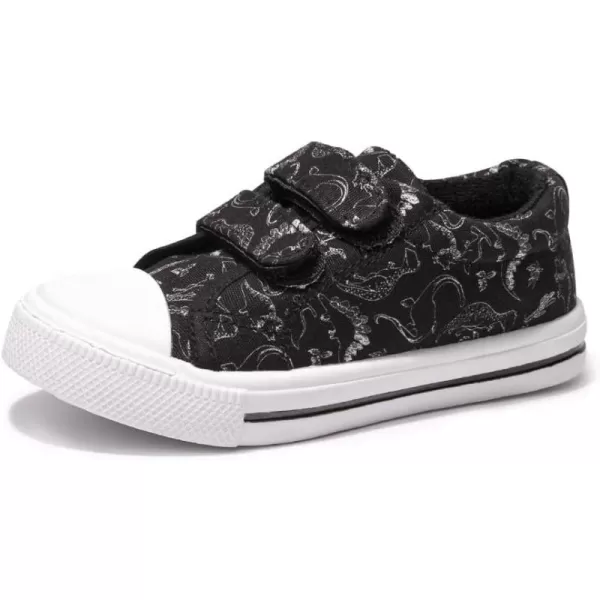 FUNKYMONEY Boys Girls Canvas Sneakers Casual Slip On Adjustable Hook and Loops Walking Shoes for Toddler/Little Kids