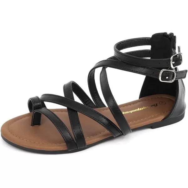 FUNKYMONKEY Girls Gladiator Strap Sandals Flat Fisherman Thong Cross Strappy Sandals
