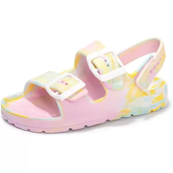 FUNKYMONKEY Unisex-Child Slides Double Buckle Adjustable EVA Flat Sandals for Boys Girls