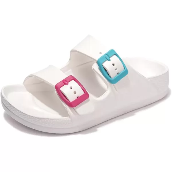FUNKYMONKEY Unisex-Child Slides Double Buckle Adjustable EVA Flat Sandals for Boys Girls