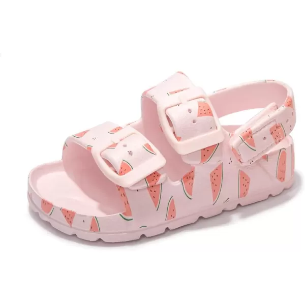 FUNKYMONKEY Unisex-Child Slides Double Buckle Adjustable EVA Flat Sandals for Boys Girls