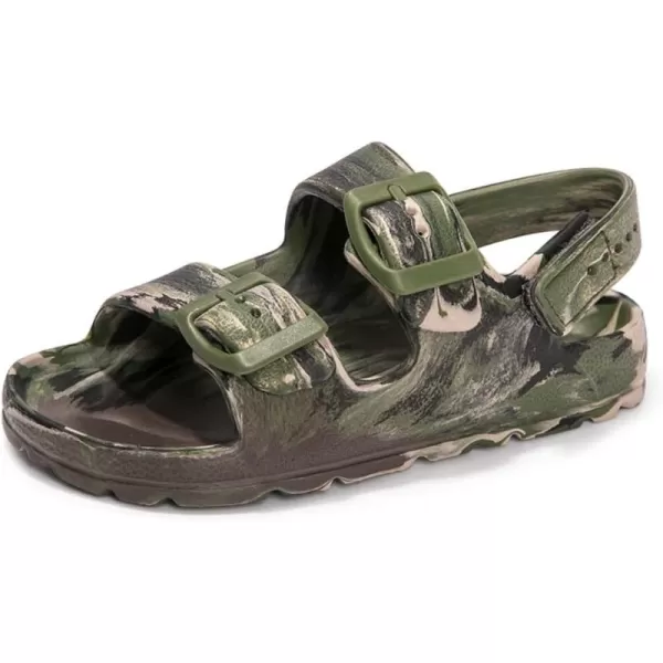 FUNKYMONKEY Unisex-Child Slides Double Buckle Adjustable EVA Flat Sandals for Boys Girls