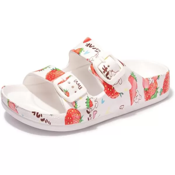 FUNKYMONKEY Unisex-Child Slides Double Buckle Adjustable EVA Flat Sandals for Boys Girls