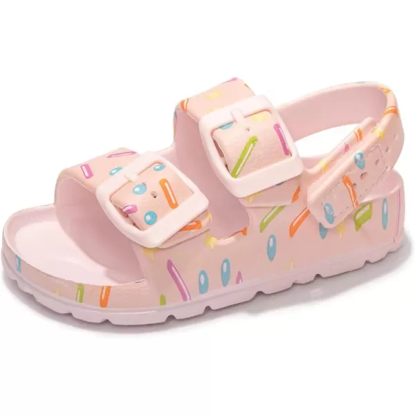 FUNKYMONKEY Unisex-Child Slides Double Buckle Adjustable EVA Flat Sandals for Boys Girls