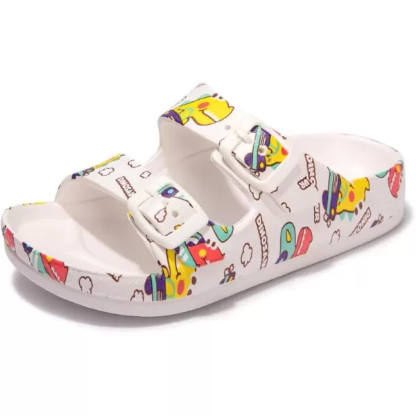 FUNKYMONKEY Unisex-Child Slides Double Buckle Adjustable EVA Flat Sandals for Boys Girls