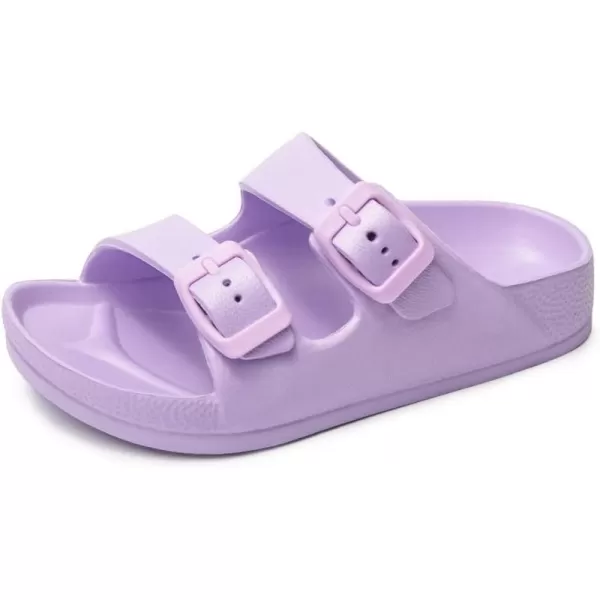 FUNKYMONKEY Unisex-Child Slides Double Buckle Adjustable EVA Flat Sandals for Boys Girls