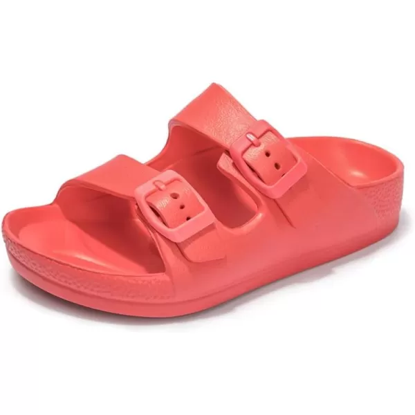 FUNKYMONKEY Unisex-Child Slides Double Buckle Adjustable EVA Flat Sandals for Boys Girls