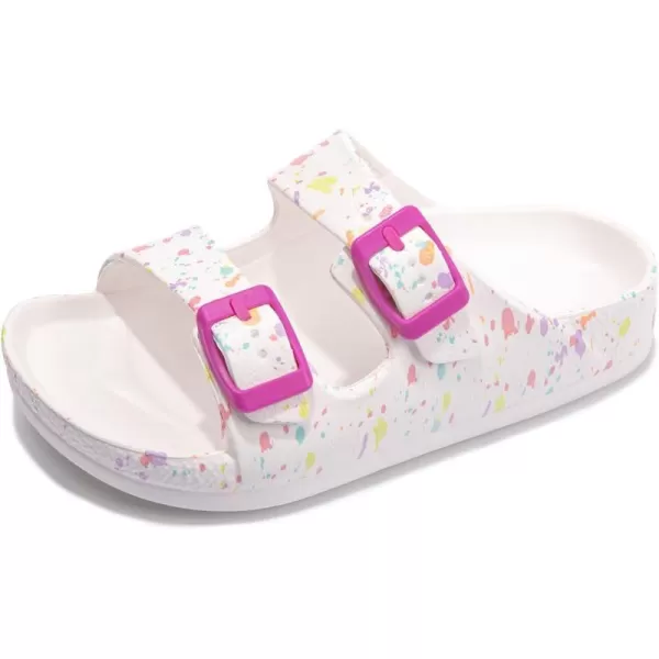 FUNKYMONKEY Unisex-Child Slides Double Buckle Adjustable EVA Flat Sandals for Boys Girls