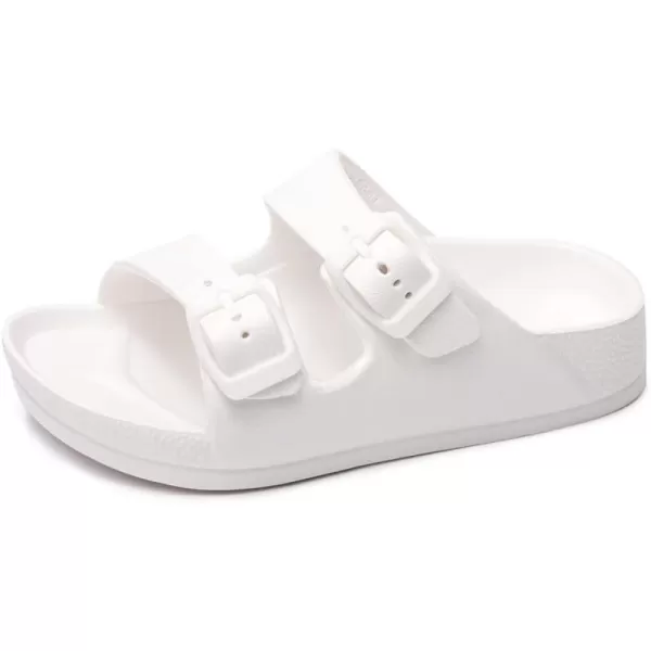 FUNKYMONKEY Unisex-Child Slides Double Buckle Adjustable EVA Flat Sandals for Boys Girls
