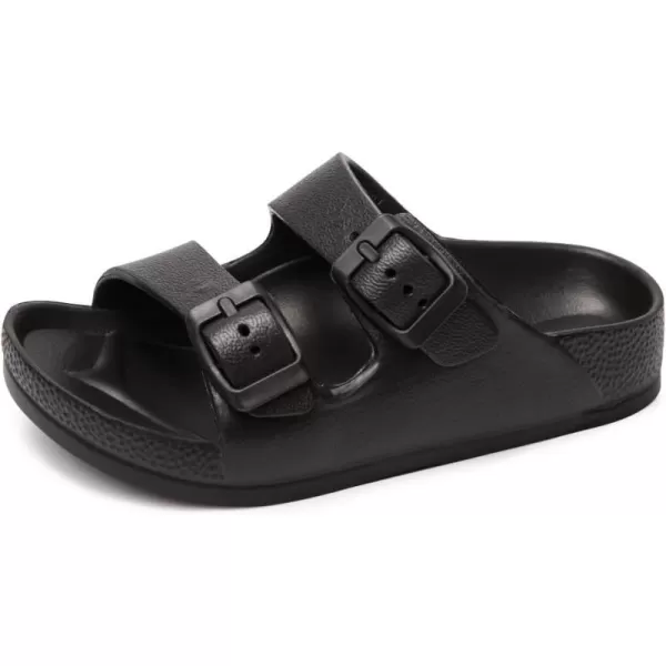FUNKYMONKEY Unisex-Child Slides Double Buckle Adjustable EVA Flat Sandals for Boys Girls