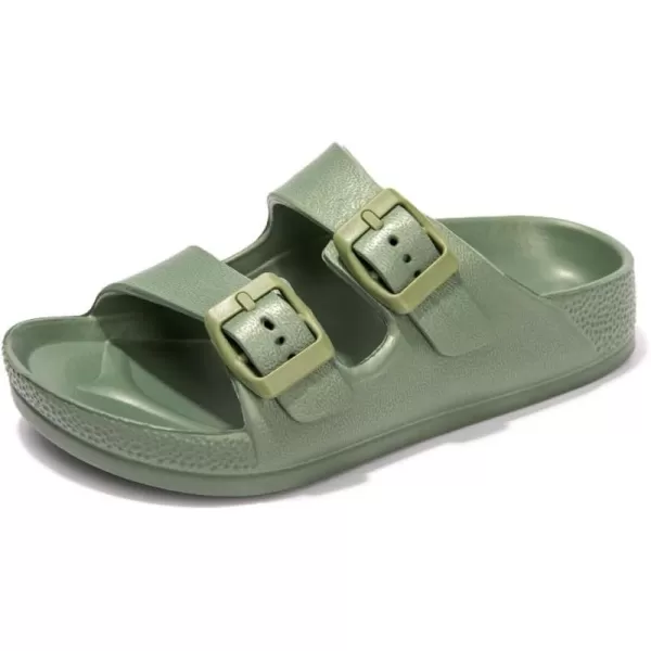 FUNKYMONKEY Unisex-Child Slides Double Buckle Adjustable EVA Flat Sandals for Boys Girls