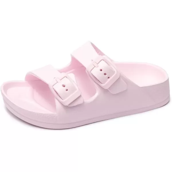 FUNKYMONKEY Unisex-Child Slides Double Buckle Adjustable EVA Flat Sandals for Boys Girls