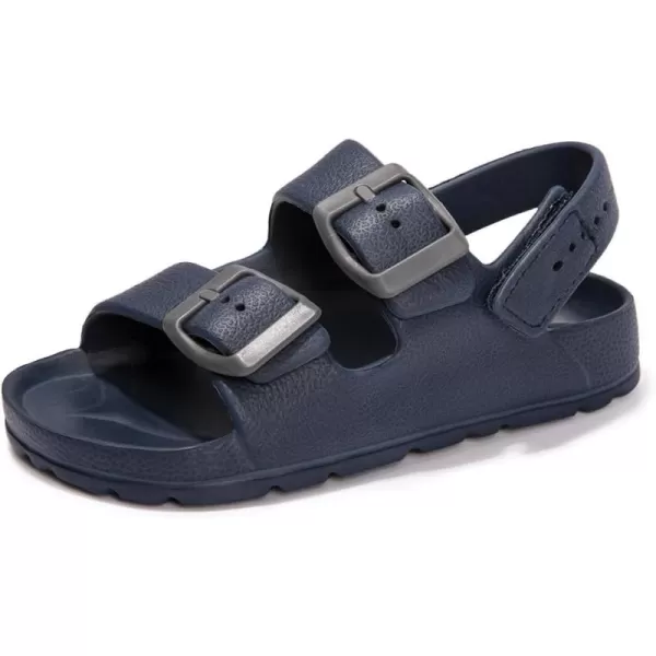 FUNKYMONKEY Unisex-Child Slides Double Buckle Adjustable EVA Flat Sandals for Boys Girls