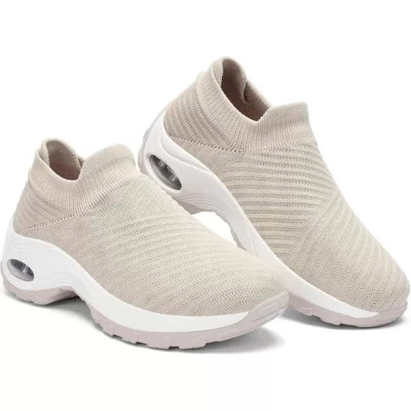 Walking Shoes Women Slip On Sock Sneakers Mesh Non Slip Shoes Air Cushion Platform Loafers