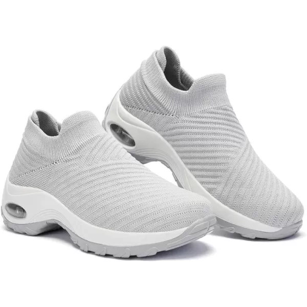 Walking Shoes Women Slip On Sock Sneakers Mesh Non Slip Shoes Air Cushion Platform Loafers