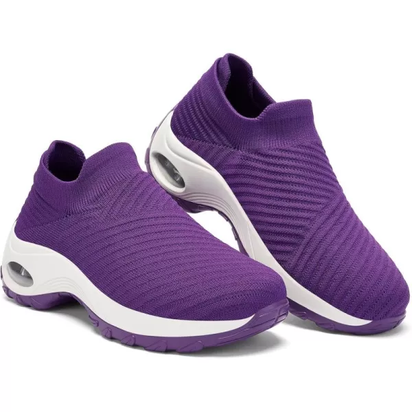 Walking Shoes Women Slip On Sock Sneakers Mesh Non Slip Shoes Air Cushion Platform Loafers