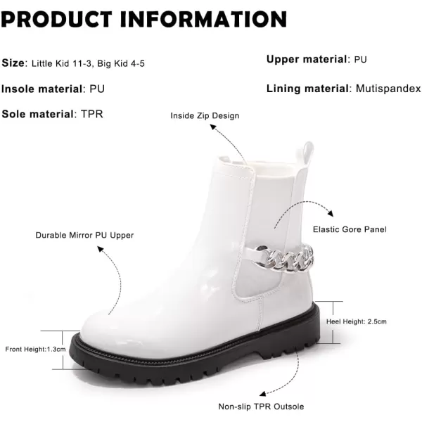FUNKYMONKEY Boots for Girls Black White Nude Faux Leather Fashion Ankle Boots With Side Zipper for Little Kid/Big Kid