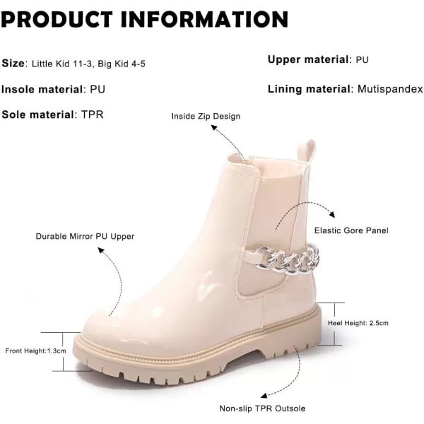 FUNKYMONKEY Boots for Girls Black White Nude Faux Leather Fashion Ankle Boots With Side Zipper for Little Kid/Big Kid