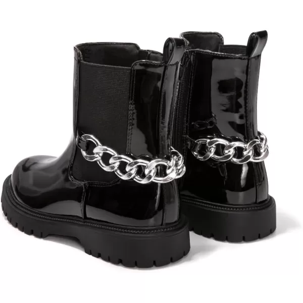 FUNKYMONKEY Boots for Girls Black White Nude Faux Leather Fashion Ankle Boots With Side Zipper for Little Kid/Big Kid