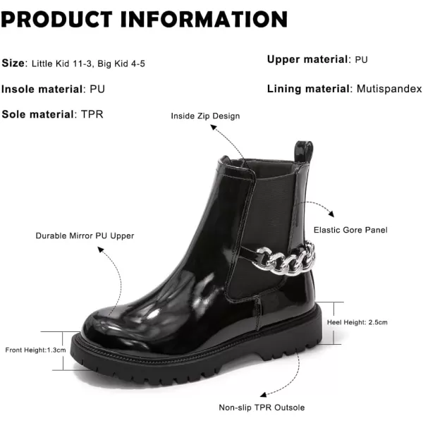 FUNKYMONKEY Boots for Girls Black White Nude Faux Leather Fashion Ankle Boots With Side Zipper for Little Kid/Big Kid