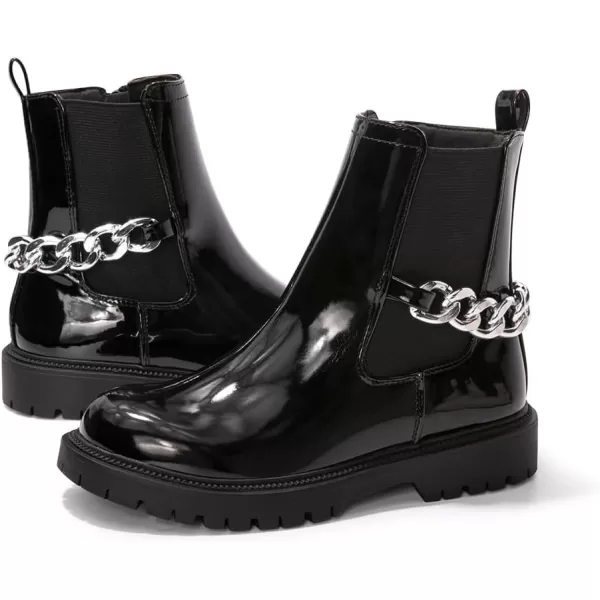 FUNKYMONKEY Boots for Girls Black White Nude Faux Leather Fashion Ankle Boots With Side Zipper for Little Kid/Big Kid