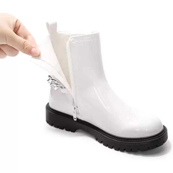 FUNKYMONKEY Boots for Girls Black White Nude Faux Leather Fashion Ankle Boots With Side Zipper for Little Kid/Big Kid