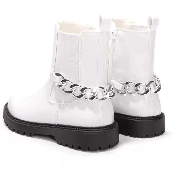 FUNKYMONKEY Boots for Girls Black White Nude Faux Leather Fashion Ankle Boots With Side Zipper for Little Kid/Big Kid