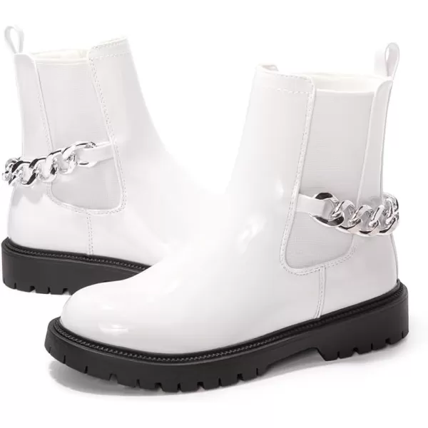 FUNKYMONKEY Boots for Girls Black White Nude Faux Leather Fashion Ankle Boots With Side Zipper for Little Kid/Big Kid