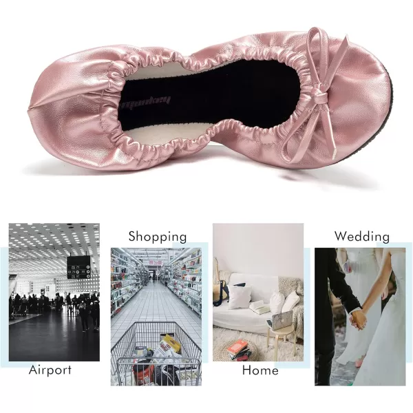FUNKYMONKEY Foldable Ballet Flats for Women's, Comfortable Portable Travel Roll Up Walking Shoes