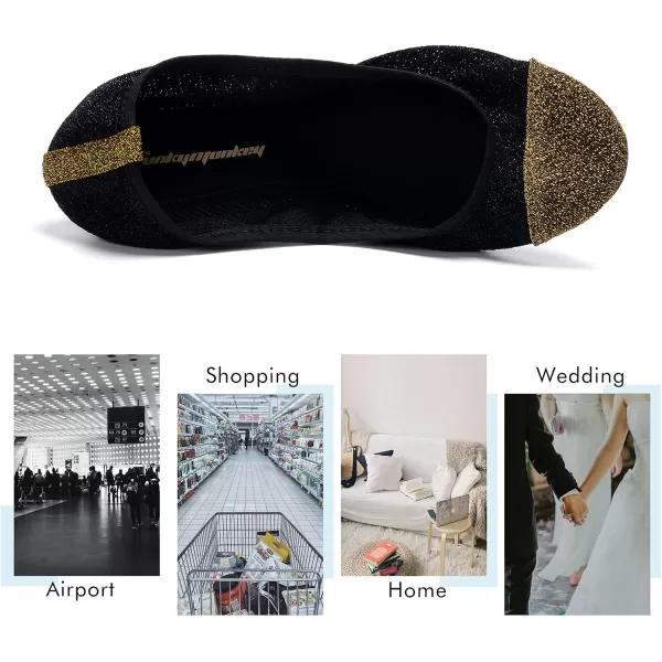 FUNKYMONKEY Foldable Ballet Flats for Women's, Comfortable Portable Travel Roll Up Walking Shoes