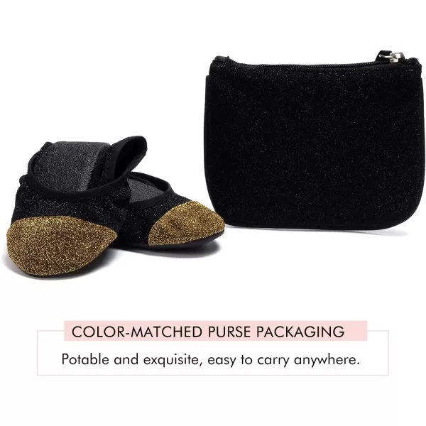 FUNKYMONKEY Foldable Ballet Flats for Women's, Comfortable Portable Travel Roll Up Walking Shoes