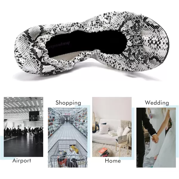 FUNKYMONKEY Foldable Ballet Flats for Women's, Comfortable Portable Travel Roll Up Walking Shoes