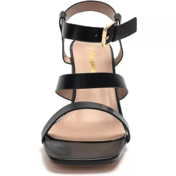 FUNKYMONKEY Heeled Sandal for Womens Chunky Heel Square Open Toe Ankle Strap Dress Sandals