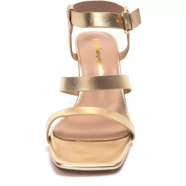 FUNKYMONKEY Heeled Sandal for Womens Chunky Heel Square Open Toe Ankle Strap Dress Sandals