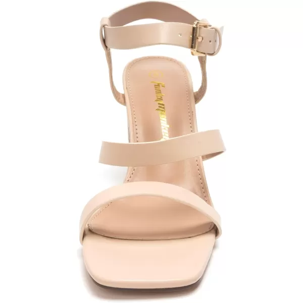 FUNKYMONKEY Heeled Sandal for Womens Chunky Heel Square Open Toe Ankle Strap Dress Sandals