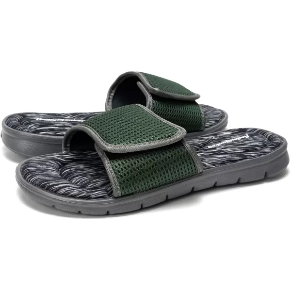 FUNKYMONKEY Memory Foam Sandals for Men, Outdoor Adjustable Comfort Graphic Strap Slide Sandals