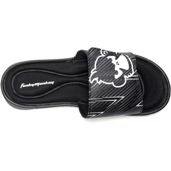 FUNKYMONKEY Memory Foam Sandals for Men, Outdoor Adjustable Comfort Graphic Strap Slide Sandals