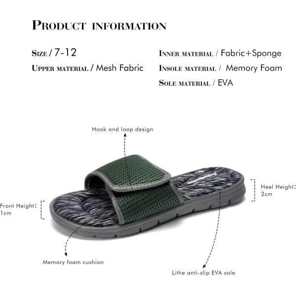 FUNKYMONKEY Memory Foam Sandals for Men, Outdoor Adjustable Comfort Graphic Strap Slide Sandals