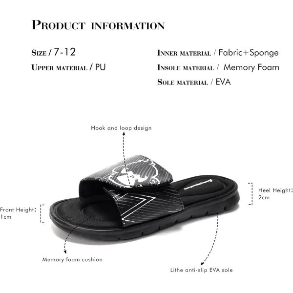 FUNKYMONKEY Memory Foam Sandals for Men, Outdoor Adjustable Comfort Graphic Strap Slide Sandals