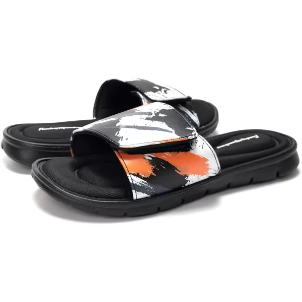 FUNKYMONKEY Memory Foam Sandals for Men, Outdoor Adjustable Comfort Graphic Strap Slide Sandals