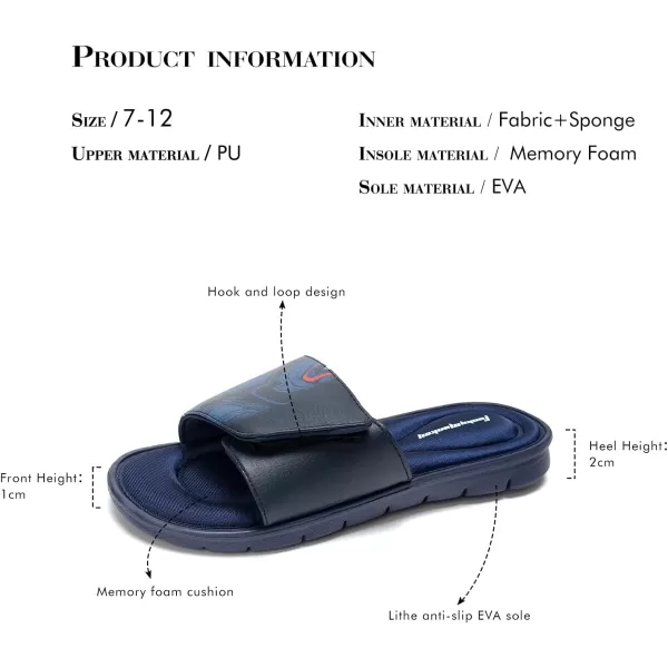 FUNKYMONKEY Memory Foam Sandals for Men, Outdoor Adjustable Comfort Graphic Strap Slide Sandals