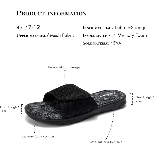 FUNKYMONKEY Memory Foam Sandals for Men, Outdoor Adjustable Comfort Graphic Strap Slide Sandals