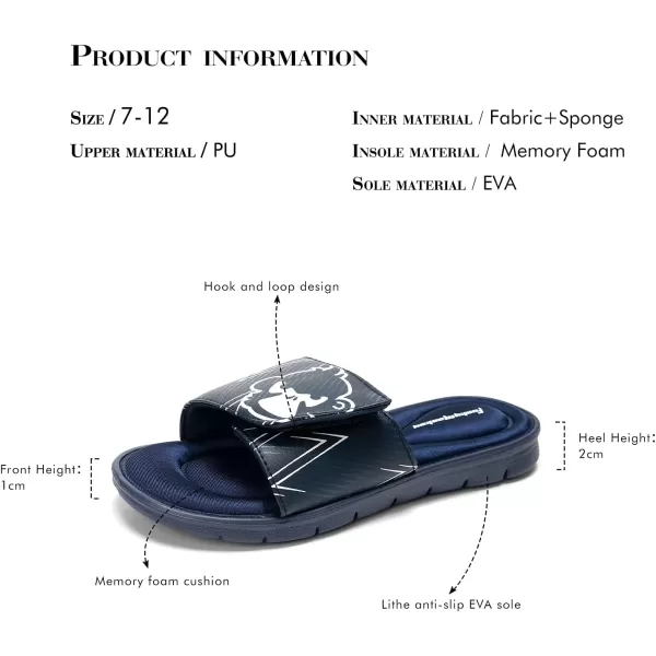 FUNKYMONKEY Memory Foam Sandals for Men, Outdoor Adjustable Comfort Graphic Strap Slide Sandals